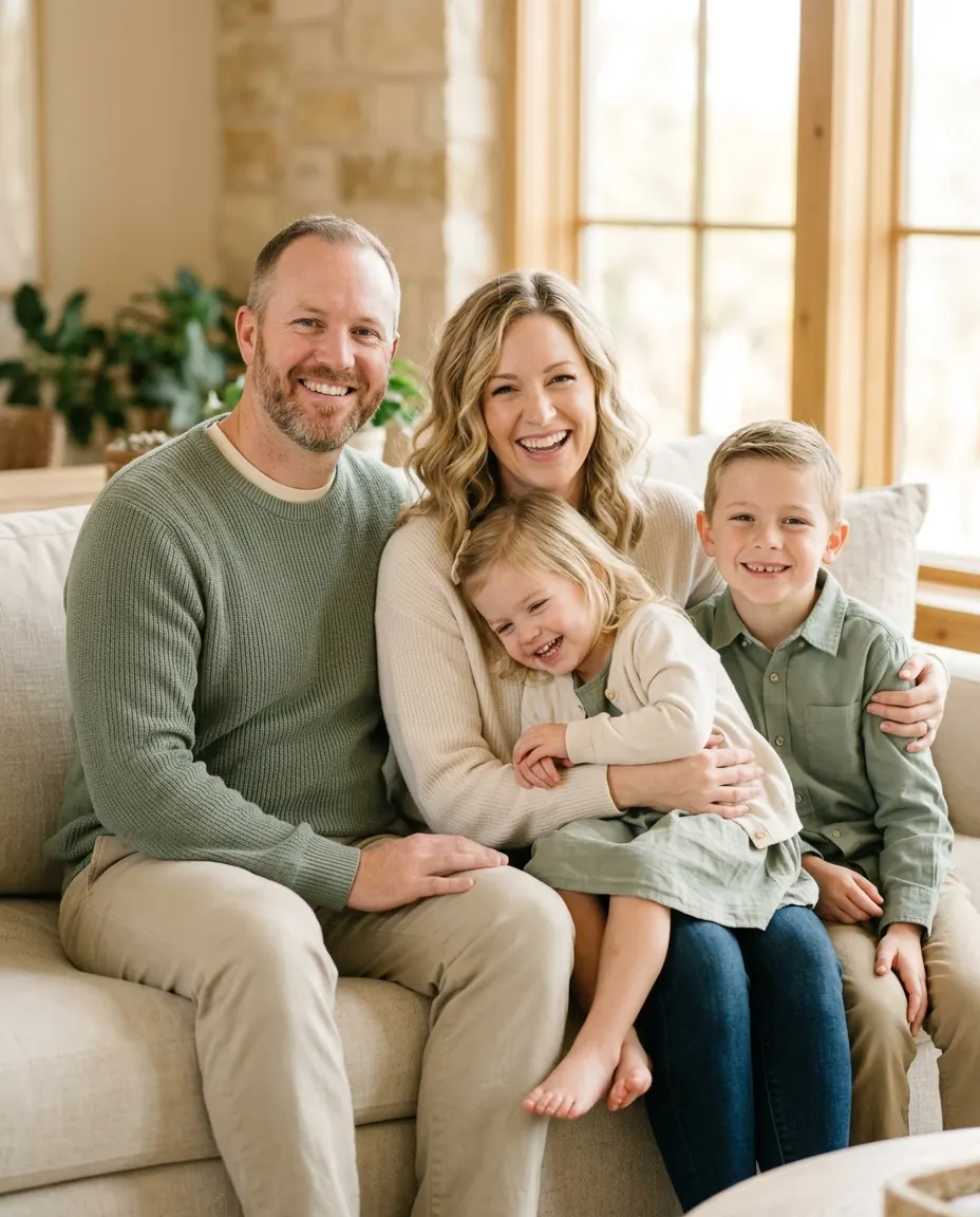 A friendly family smiling together